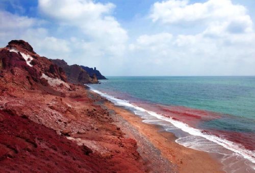 Silver and Red Beach of Hormuz in Hormoz Island