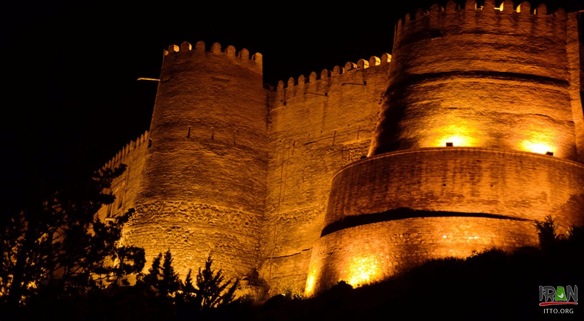 Night view of Falakol Aflaak Castle - Khoramabad