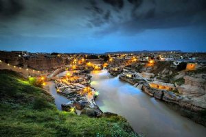 Night view of Shushtar Historical Hydraulic System